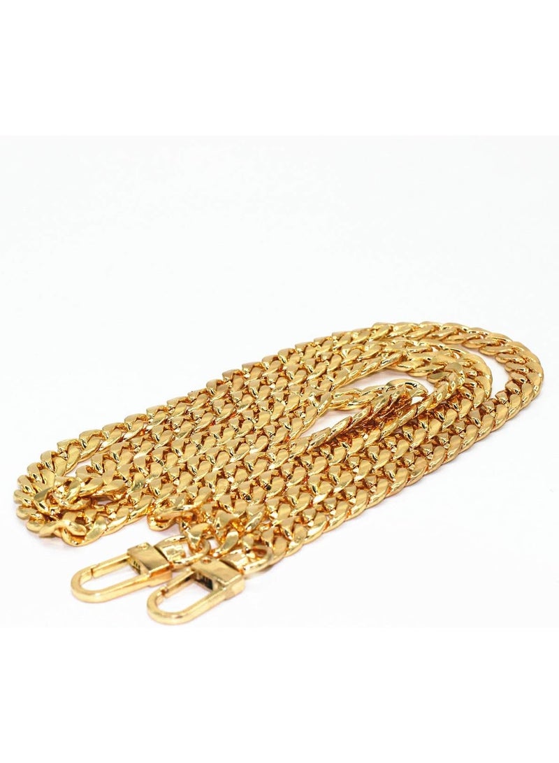 47"/120cm DIY Iron Flat Chain Strap Purse Chain Accessories Purse Straps Shoulder Cross Body Replacement Straps, with Metal Buckles (Gold) - Image 1